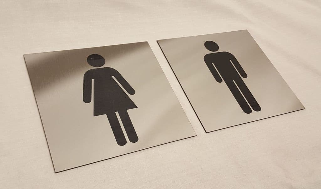 Brushed Steel Acrylic Toilet Door Signs - Male and Female